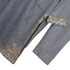 3-Piece Lawn Suit, Grey Embroidered with Zari Dupatta, for Women