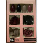 Acrylic Fake Nails, 96 Pcs, Glue-Free Application, Ideal for At-Home Manicures
