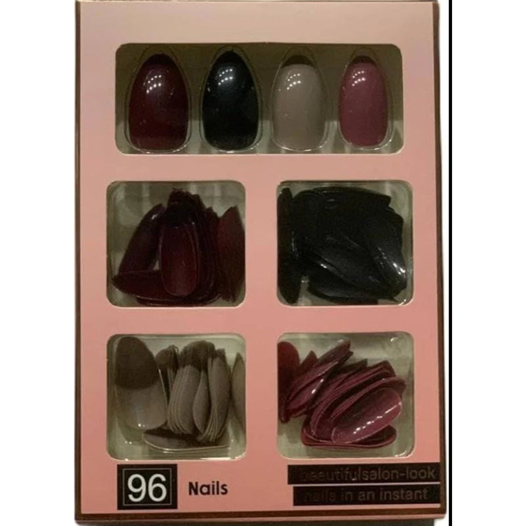 Acrylic Fake Nails, 96 Pcs, Glue-Free Application, Ideal for At-Home Manicures