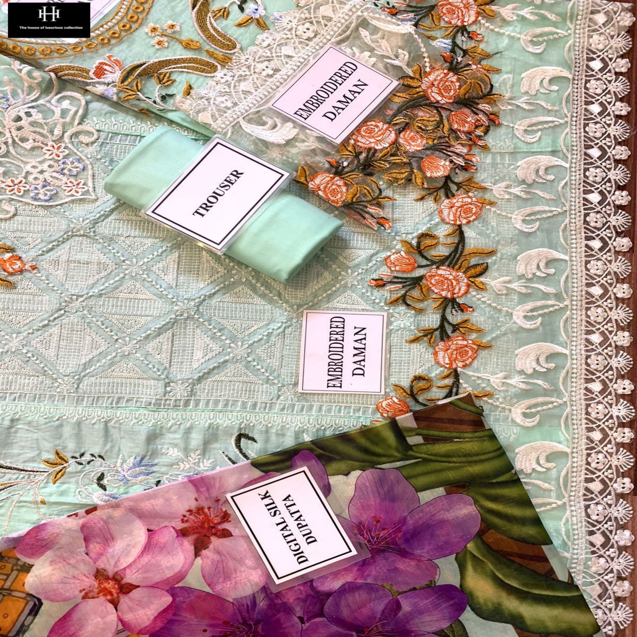 Jhalak-e-Noor Pure Lawn Stitched Dress, Embroidery & Silk Dupatta 2024