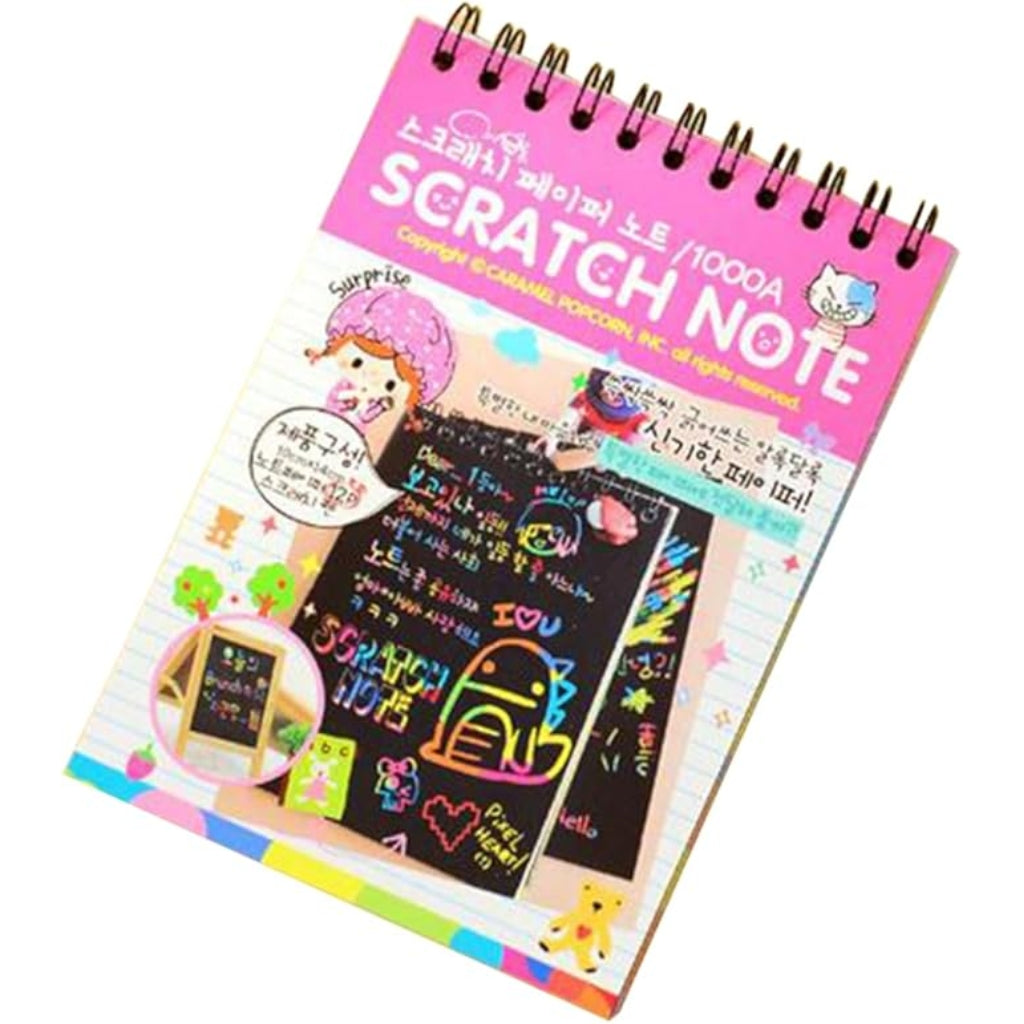 Rainbow Scratch Note Pad, 10x14cm Drawing Book, Non-Toxic Art Activity for Kids