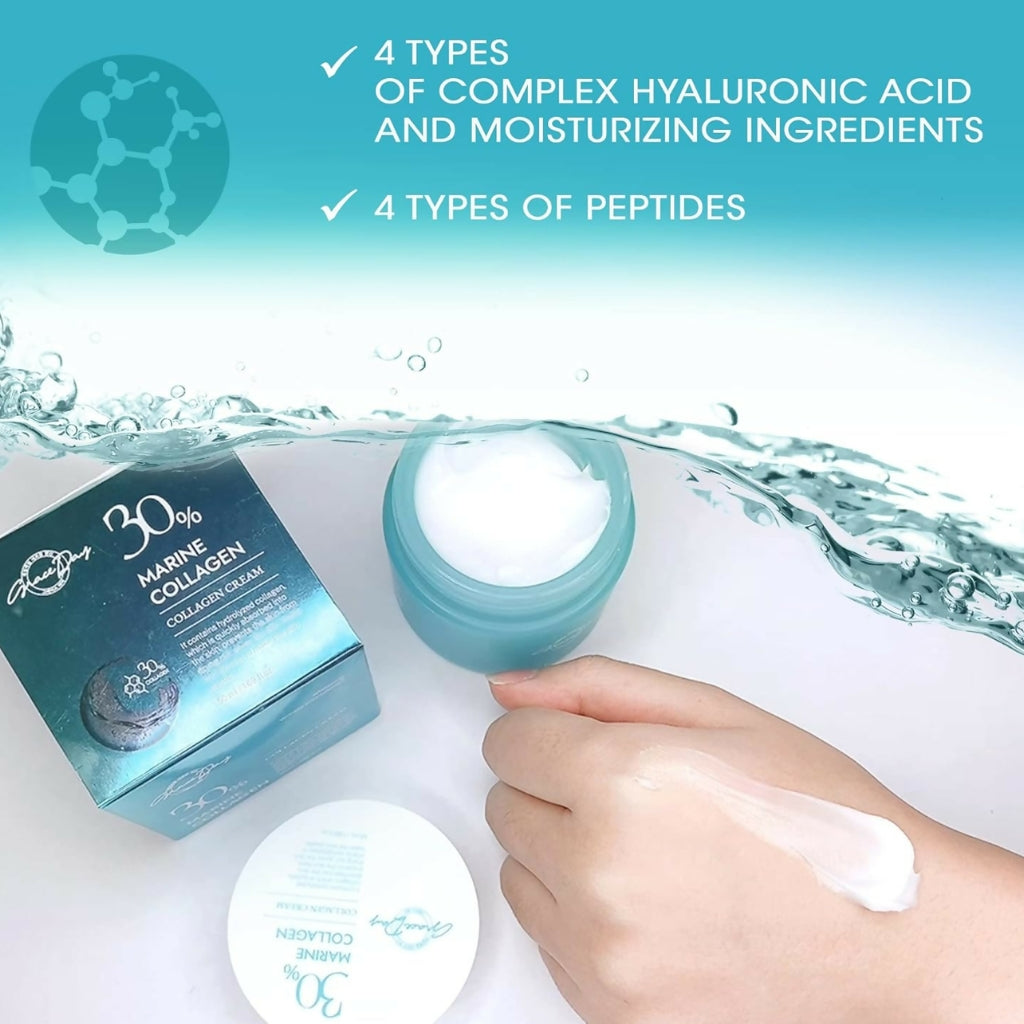 Marine Collagen Moisturizing Cream, with Hyaluronic Acid, for Anti-Aging & Firming