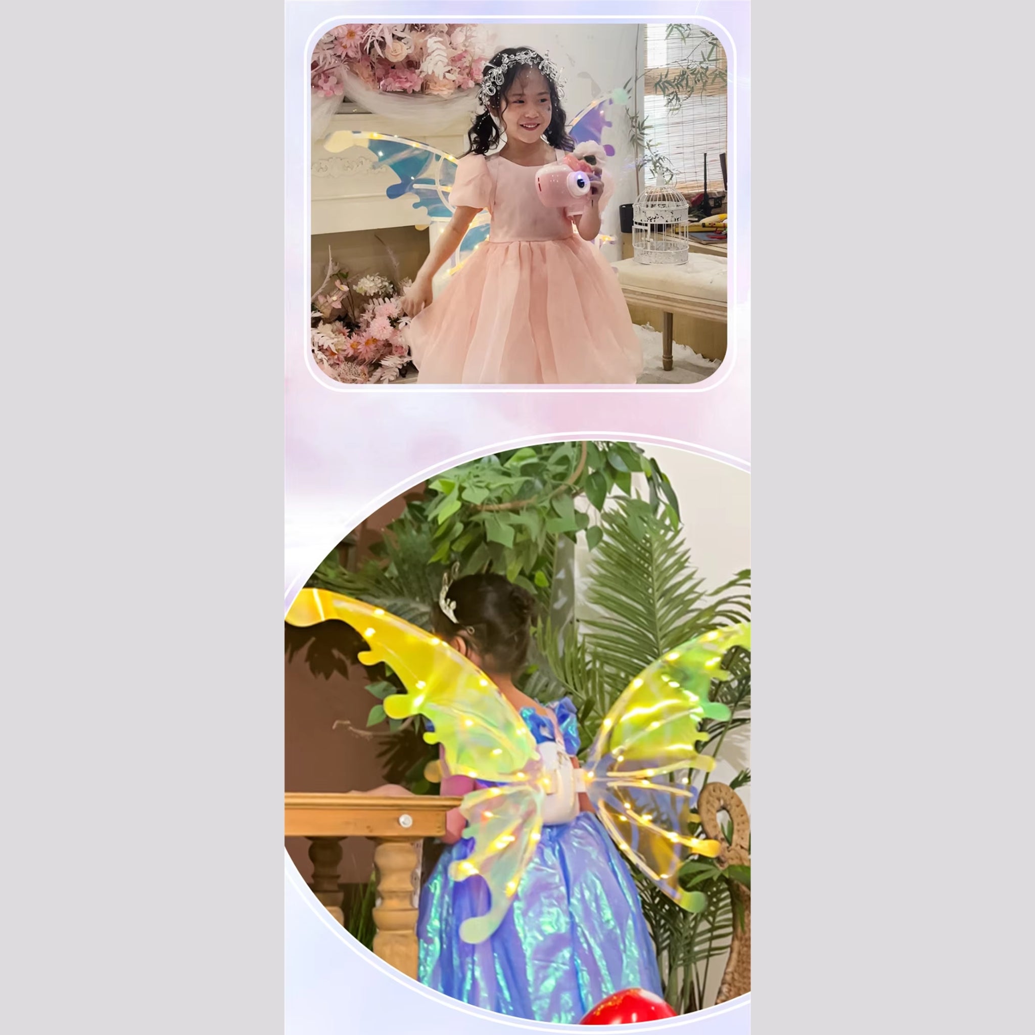 Glowing Elf Wings, Rechargeable Light-Up Fairy Costume, for Kids & Adults