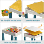 Children Activity Table With Blocks Surface And Matching Chair