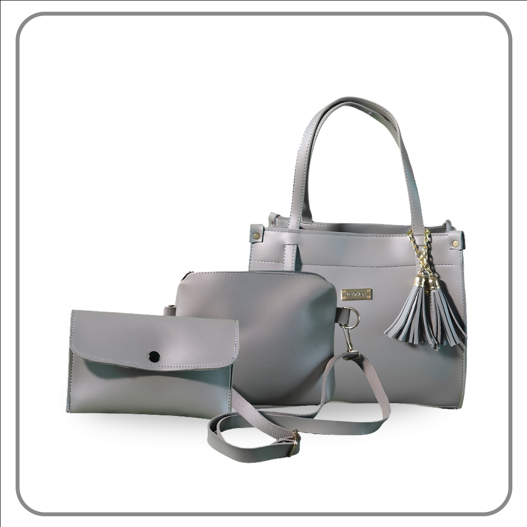 3-Piece Handbag Set, Includes Makeup & Hand Pouch, Ideal for Daily Use