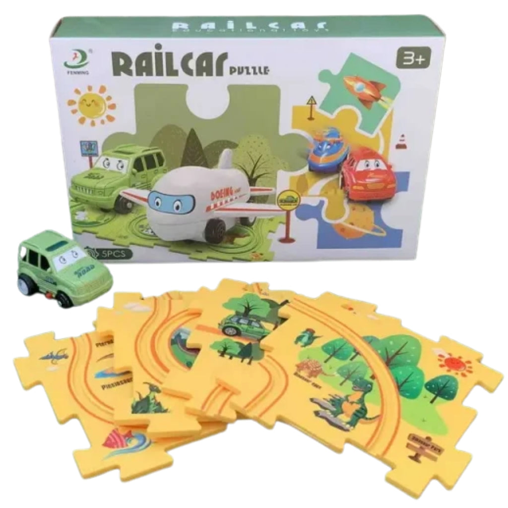 Puzzle Racer Car Track, Dinosaur Theme & DIY Educational Toy