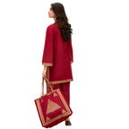 Arabic Lawn Suit, Pyramid Design & Free Handbag, for Women