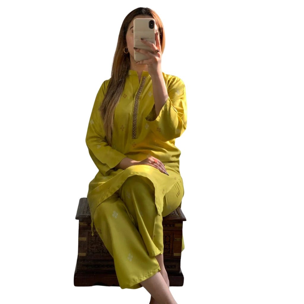 Suit, Olive Green, Arabic Lawn Fabric & Lace Work, for Women