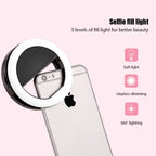 Selfie Ring Light, 3-Level Brightness, 36 LED Phone Light with USB Charging