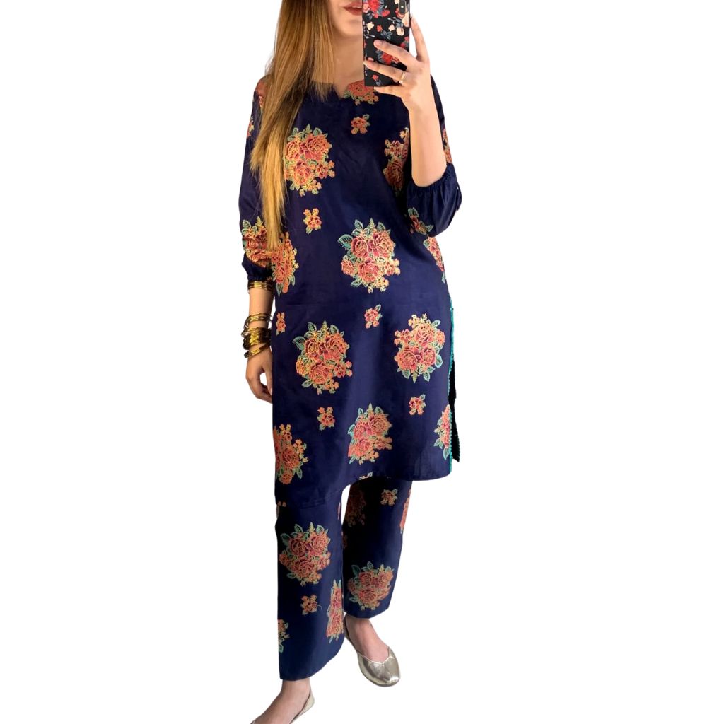 Arabic Lawn Suit, Gulab Print, Lace & Elastic Details, for Women