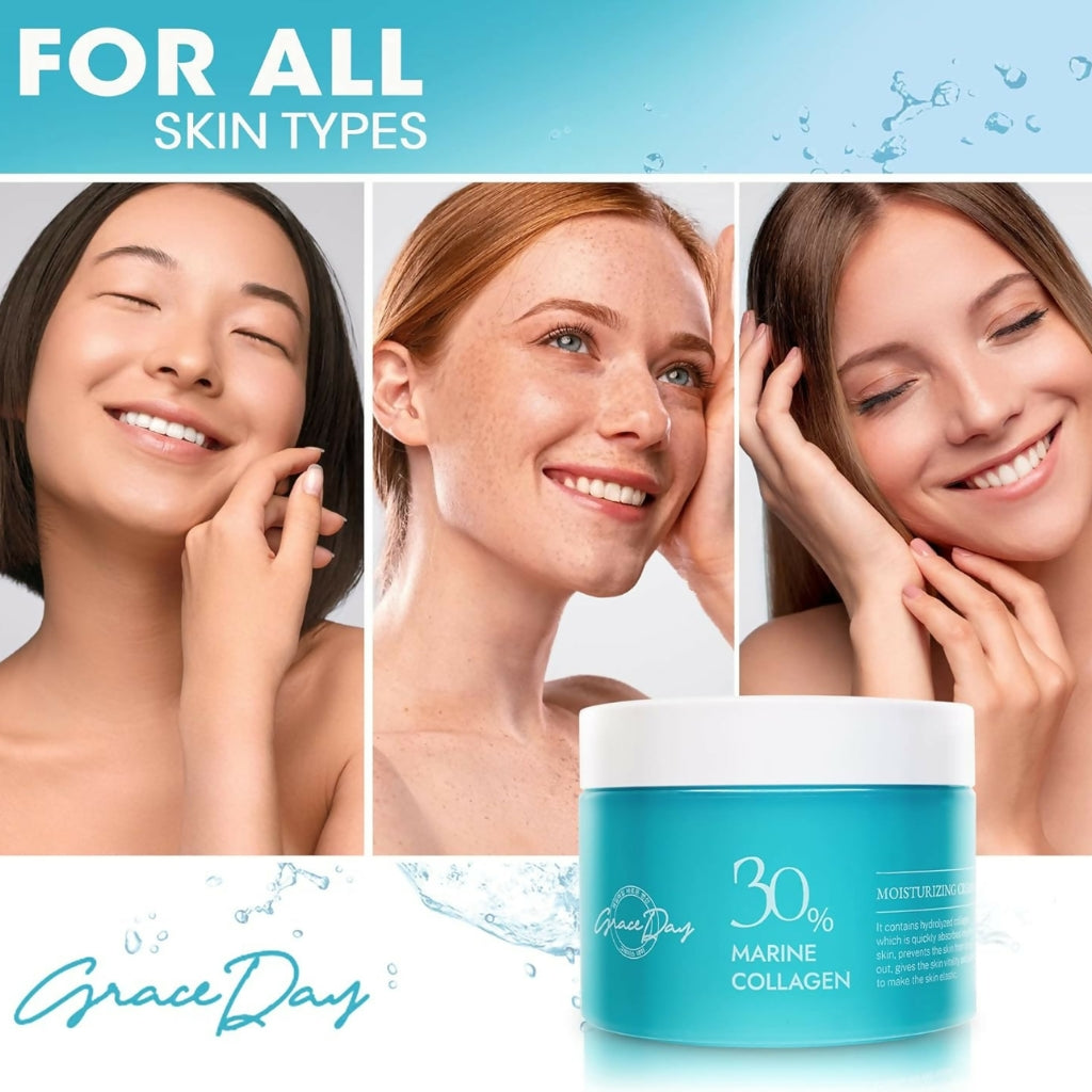 Marine Collagen Moisturizing Cream, with Hyaluronic Acid, for Anti-Aging & Firming