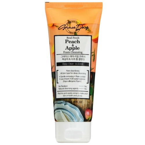 Korean Foam Cleanser, Peach & Apple, Gentle & Hypoallergenic, Perfect for Oil-Water Balance