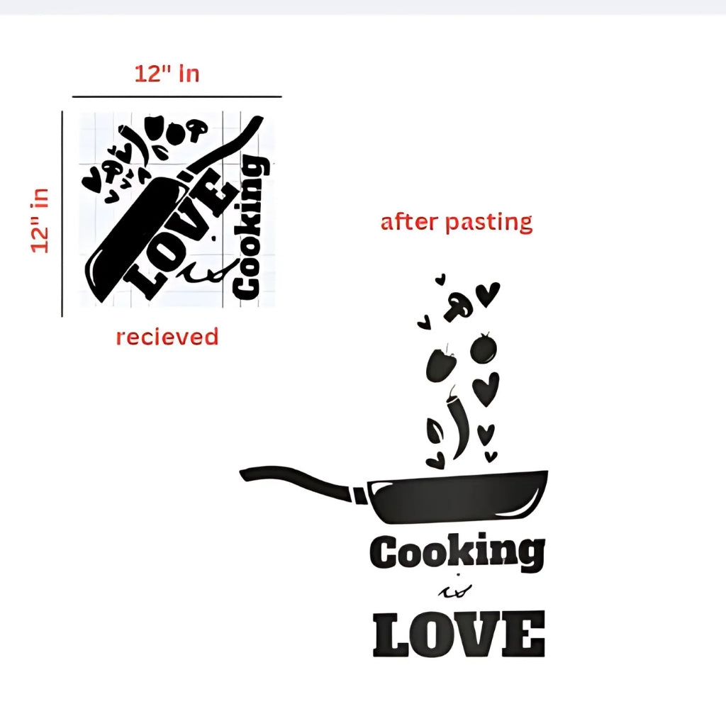 Cooking Is Love 3D Wall Sticker, Waterproof & Easy Apply, for Kitchen Decor