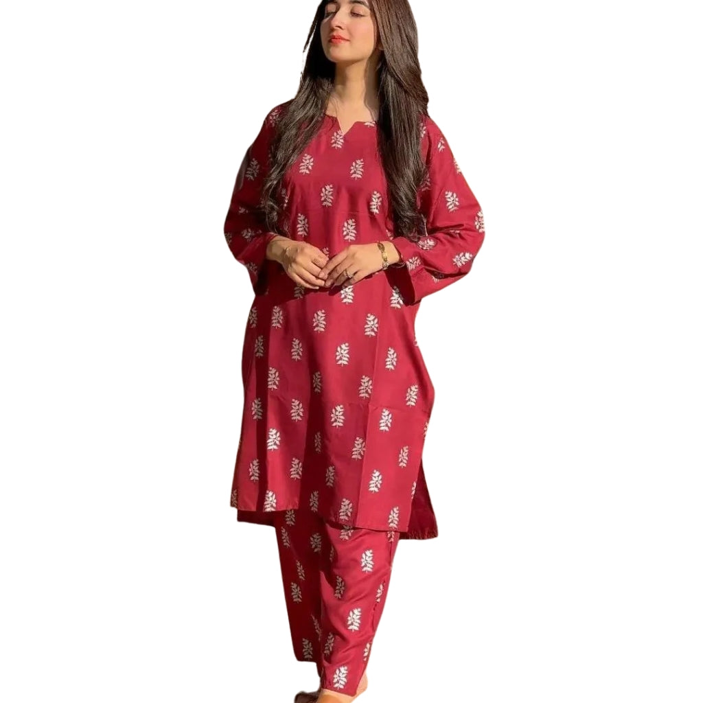 Suit, 2-Piece Stitched Set, Printed Shirt & Trouser, for Women