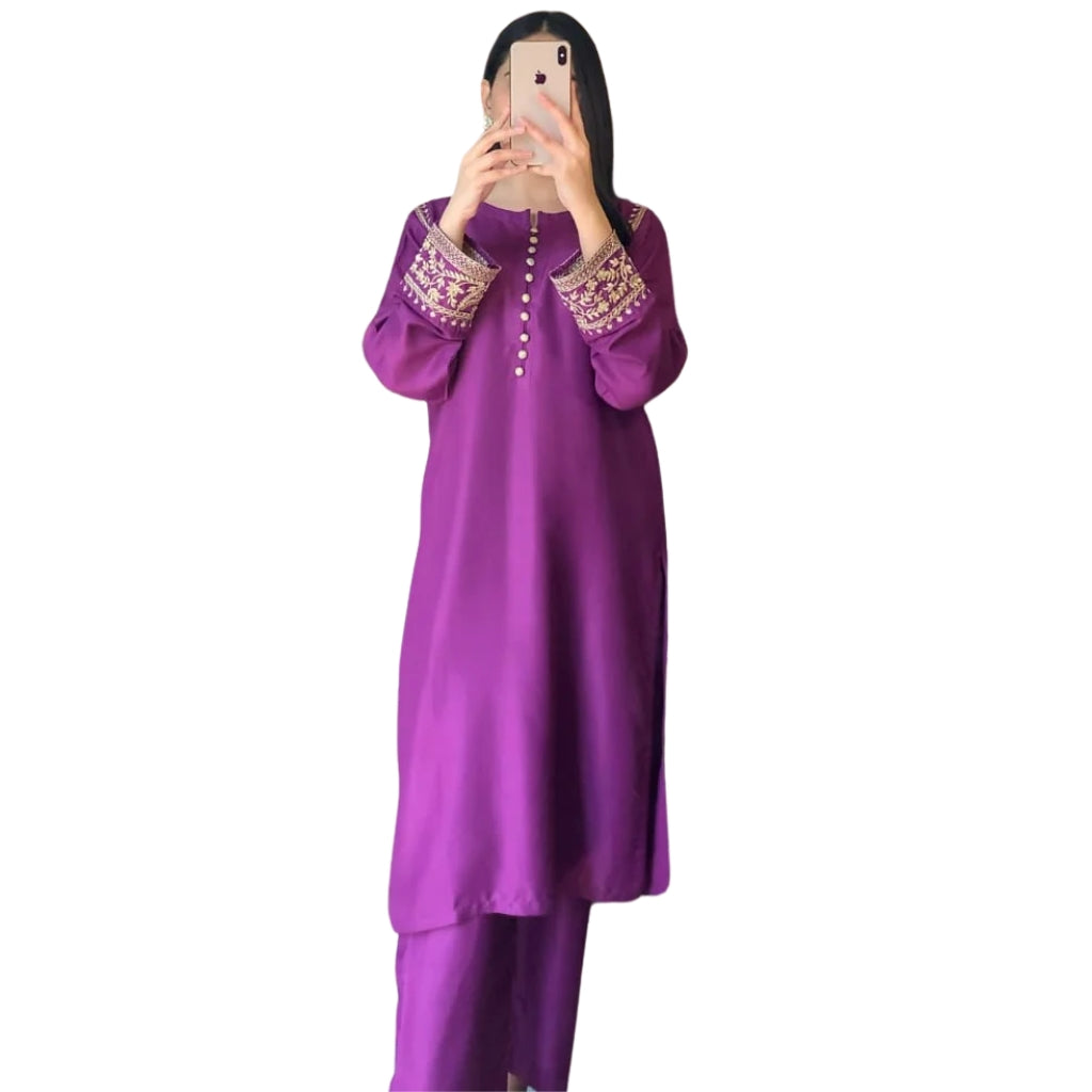 Embroidery Suit, Soft & Breathable Fabric, Perfect for All-Day Wear