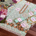 Jhalak-e-Noor Pure Lawn Stitched Dress, Embroidery & Silk Dupatta 2024