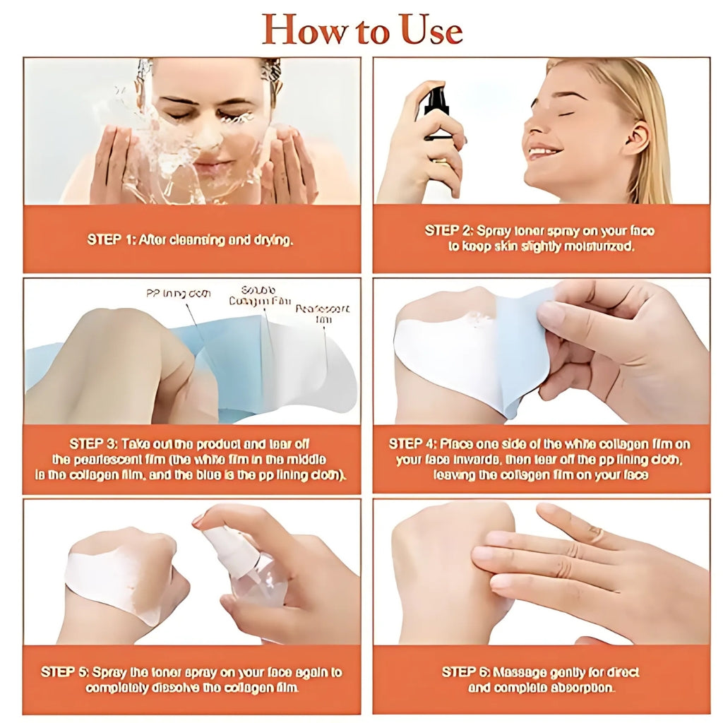 Collagen Facial Mask, Dissolving Collagen Film, for Women