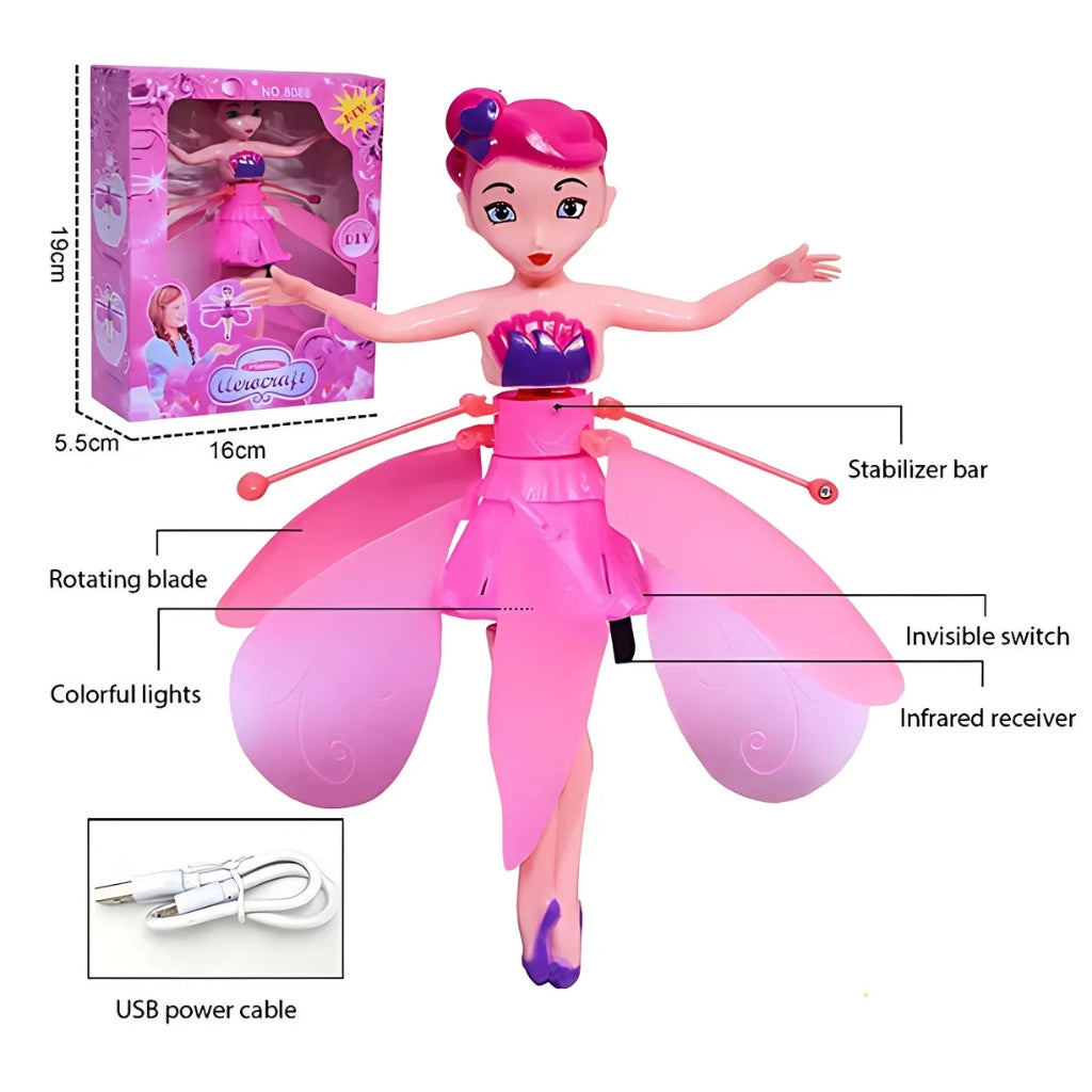 Magic Flying Fairy Princess Doll, LED Light Toy, for Kids Entertainment