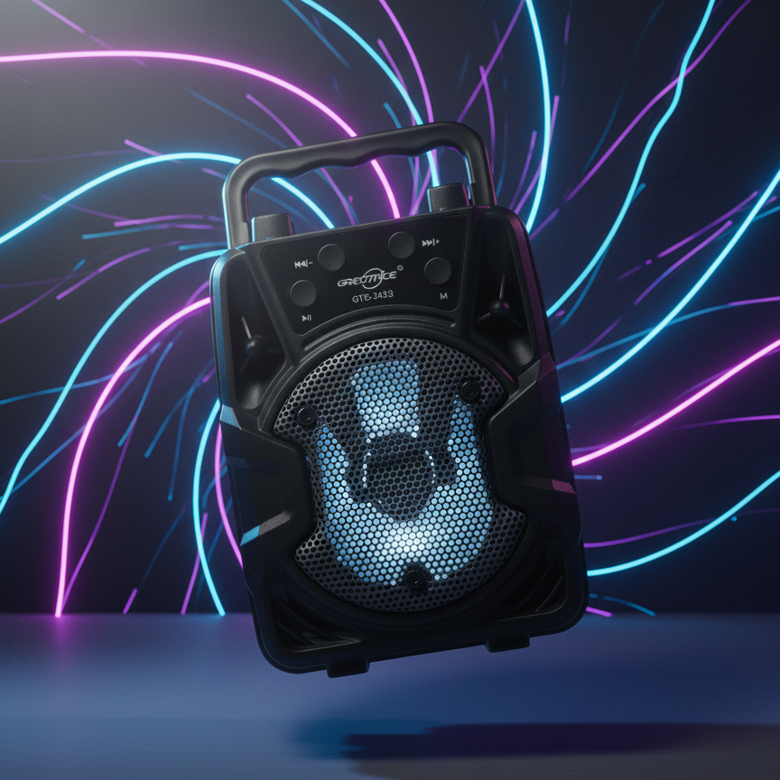 Cyber-Pulse Bluetooth Speaker with Aura LED Lighting