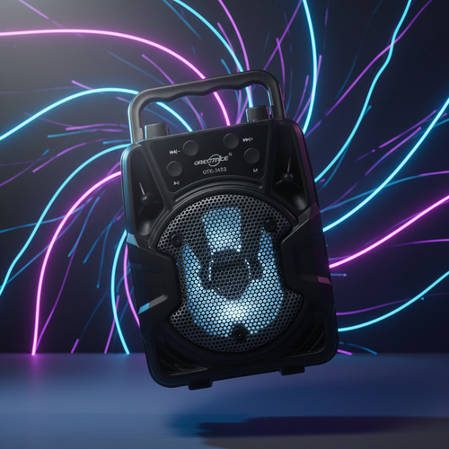 Cyber-Pulse Bluetooth Speaker with Aura LED Lighting
