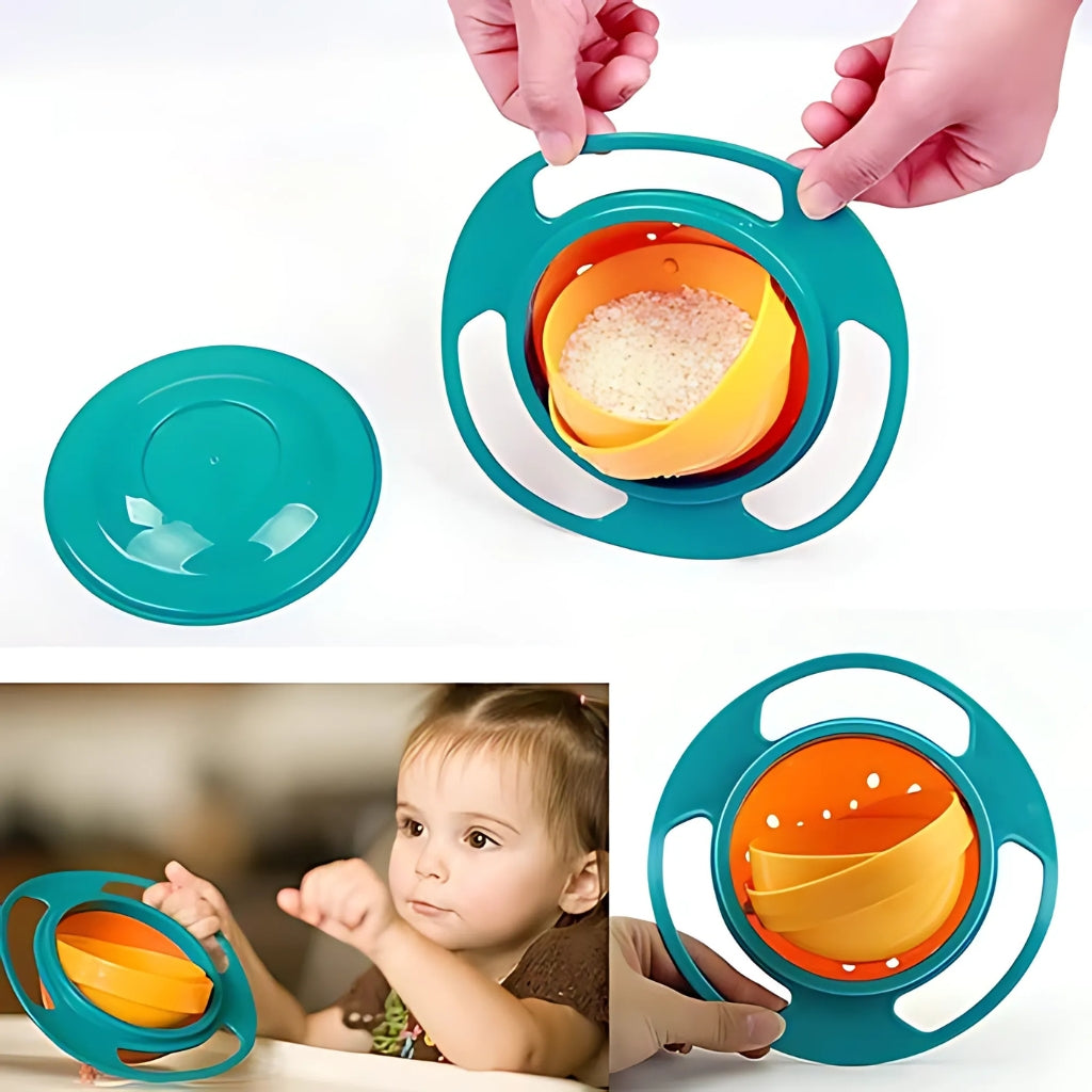 Gyro Bowl, 360 Degree Spill-Proof & Feeding Bowl with Handles, for Kids