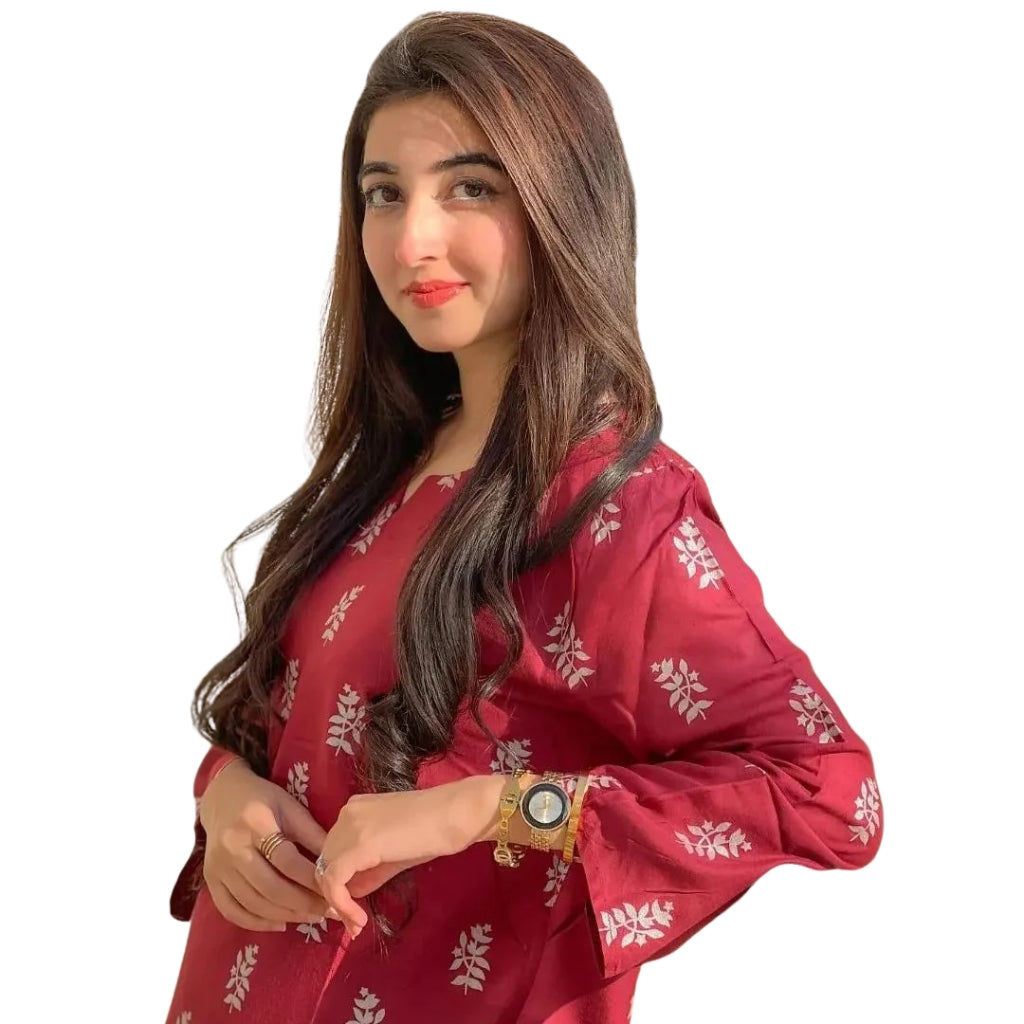 Suit, 2-Piece Stitched Set, Printed Shirt & Trouser, for Women