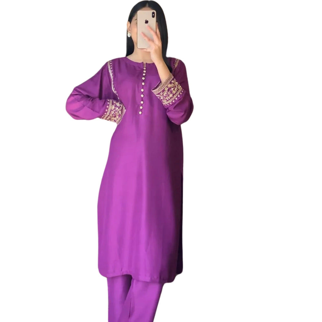 Embroidery Suit, Soft & Breathable Fabric, Perfect for All-Day Wear