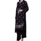 Black Embroidered Lawn Suit, 3-Piece with Zari Dupatta, for Women