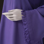 Purple Karandi Suit, Ban Collar & Frill Detailing, for Women