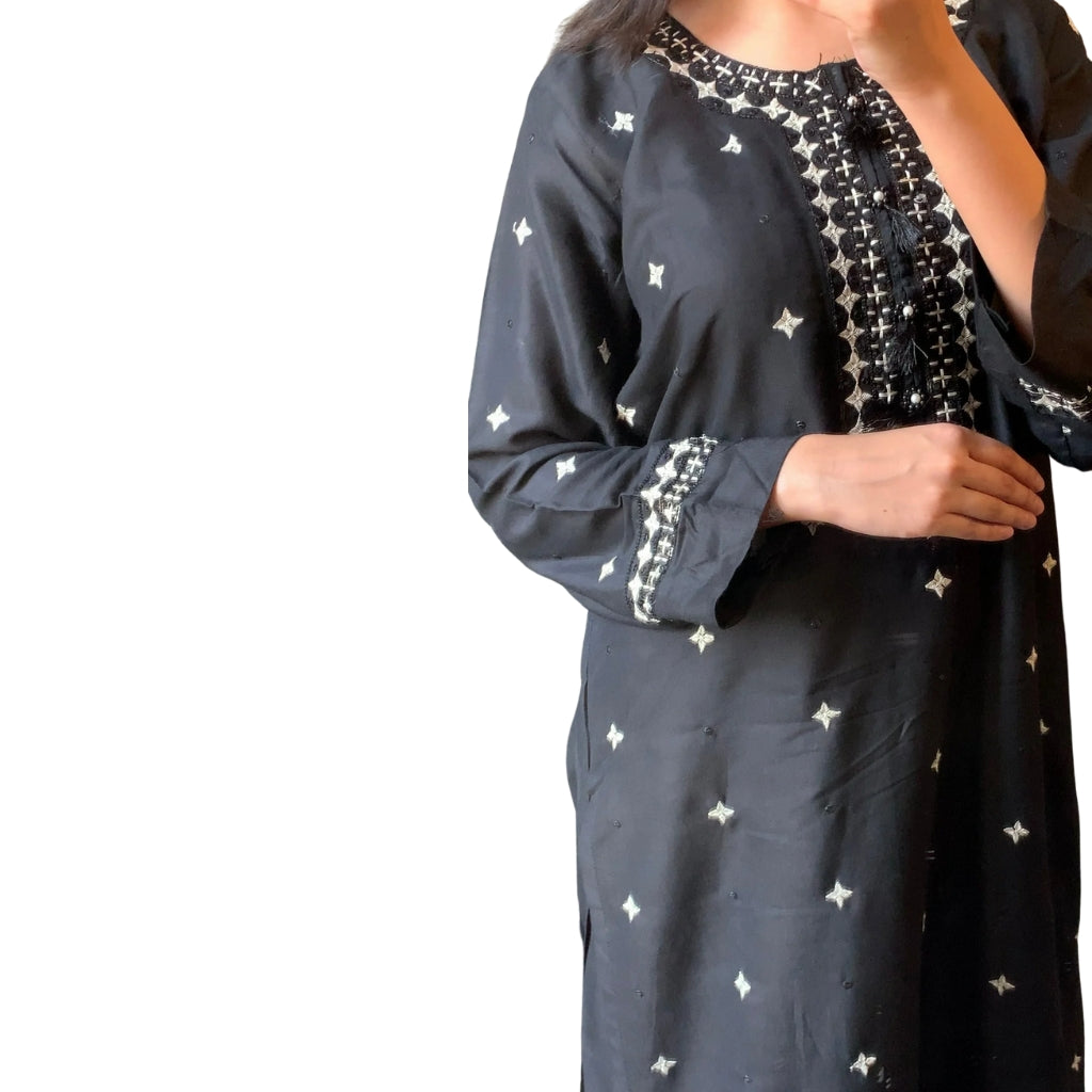 Suit, Sequence Embroidered, Block Printed & Comfortable Fit, for Women