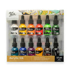 Mont Marte Premium Acrylic Ink, 12 Colors, 20ml Bottles, Vibrant & Waterproof