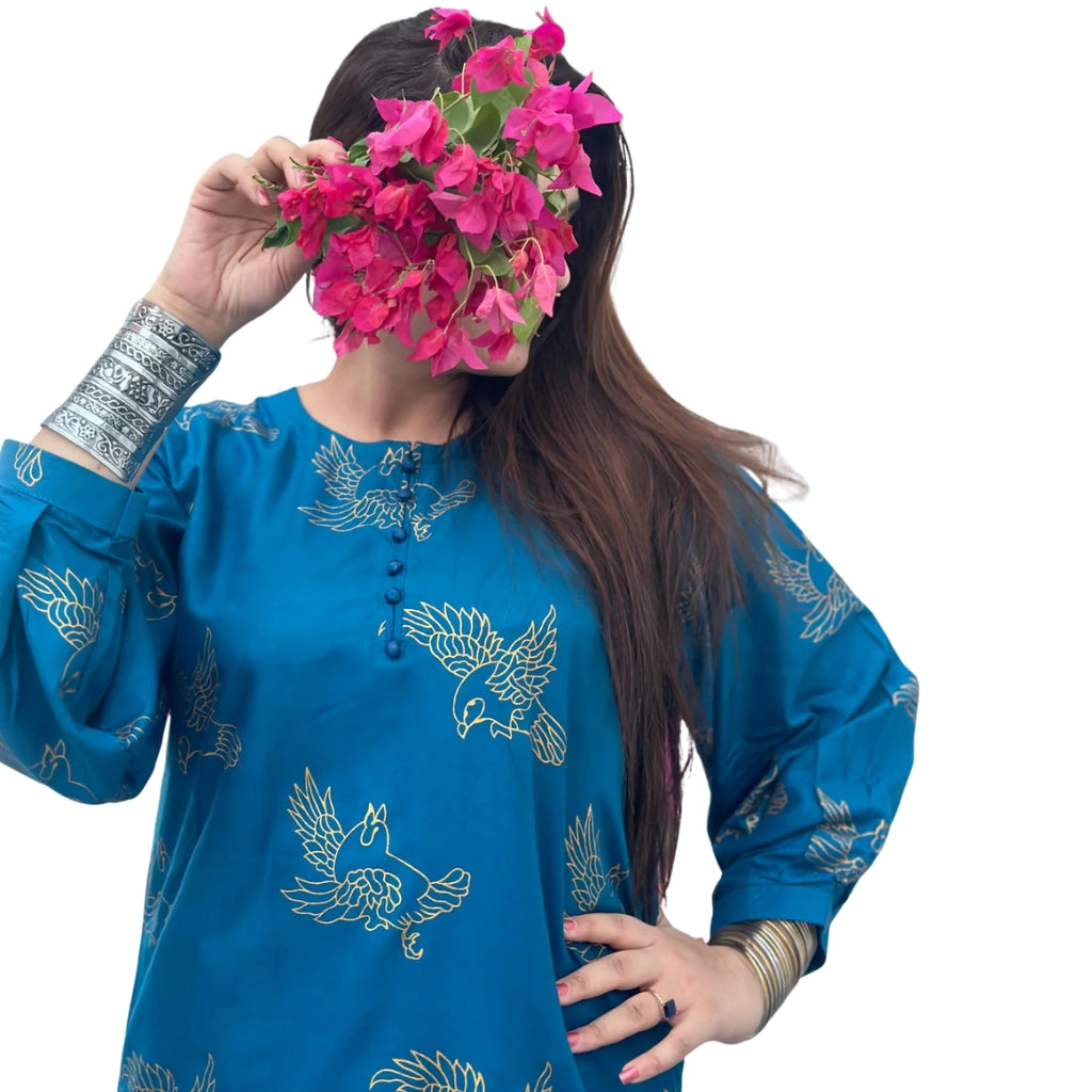 Suit, Stitched Arabic Lawn, Printed Shirt & Trouser, for Women