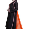3-Piece Embroidered Lawn Suit, Black with Orange Dupatta, for Women