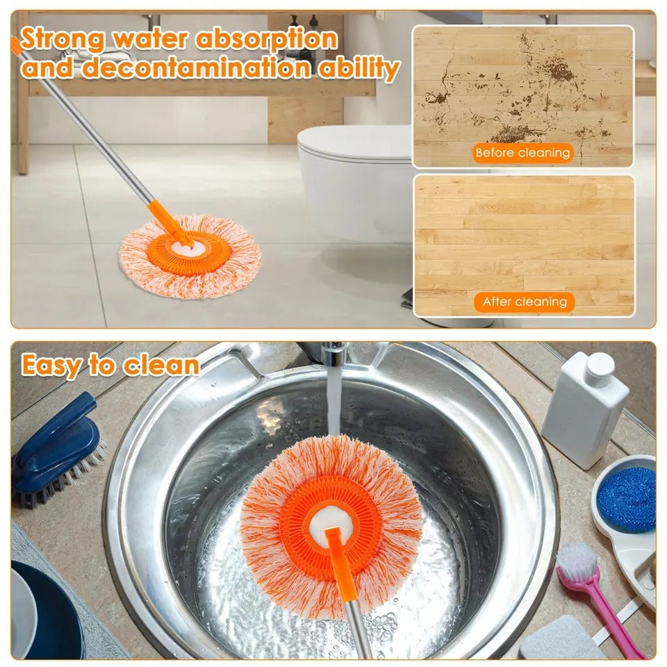 360° Rotating Microfiber Mop, Extendable Floor Cleaning Stick