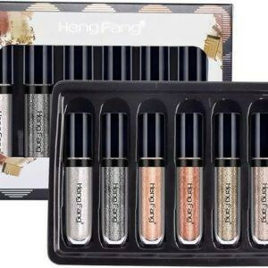 HENG FANG 6 Pcs Liquid Diamond Glitter Eyeshadows Set – Waterproof, Long-Lasting, Vibrant Colors with Lightweight Texture for Bold & Sparkling Eye Makeup