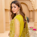 Semi-Stitched Net Embroidered Suit