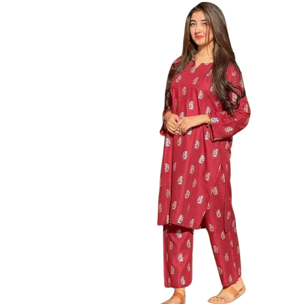 Suit, 2-Piece Stitched Set, Printed Shirt & Trouser, for Women