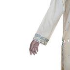 3-Piece Lawn Set, Embroidered Off-White with Blue Dupatta, for Women