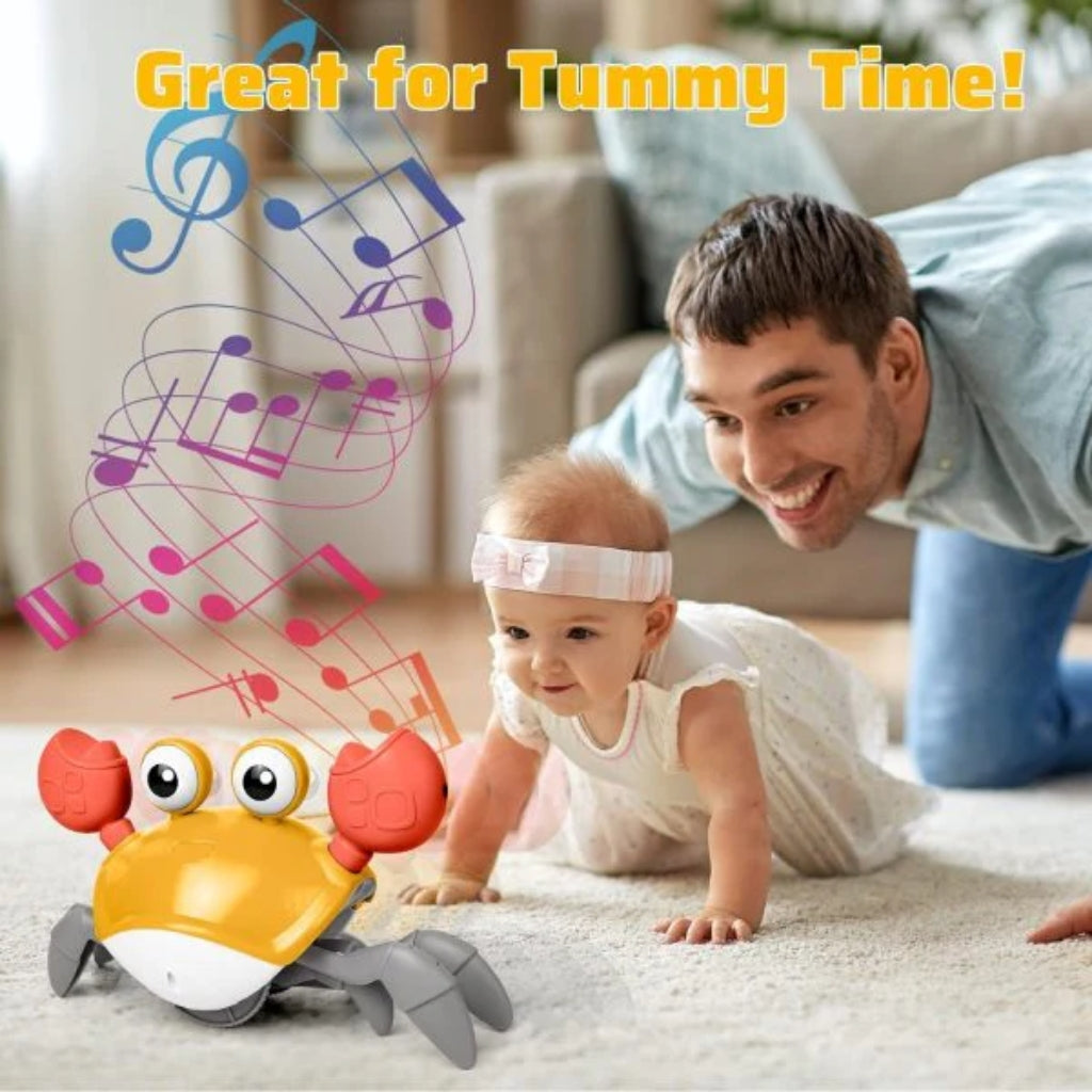 Tummy Time Crawling Crab, Moving Toy, Interactive & Musical, for Babies & Toddlers