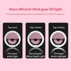 Selfie Ring Light, 3-Level Brightness, 36 LED Phone Light with USB Charging