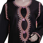 3-Piece Embroidered Lawn Suit, Black with Orange Dupatta, for Women
