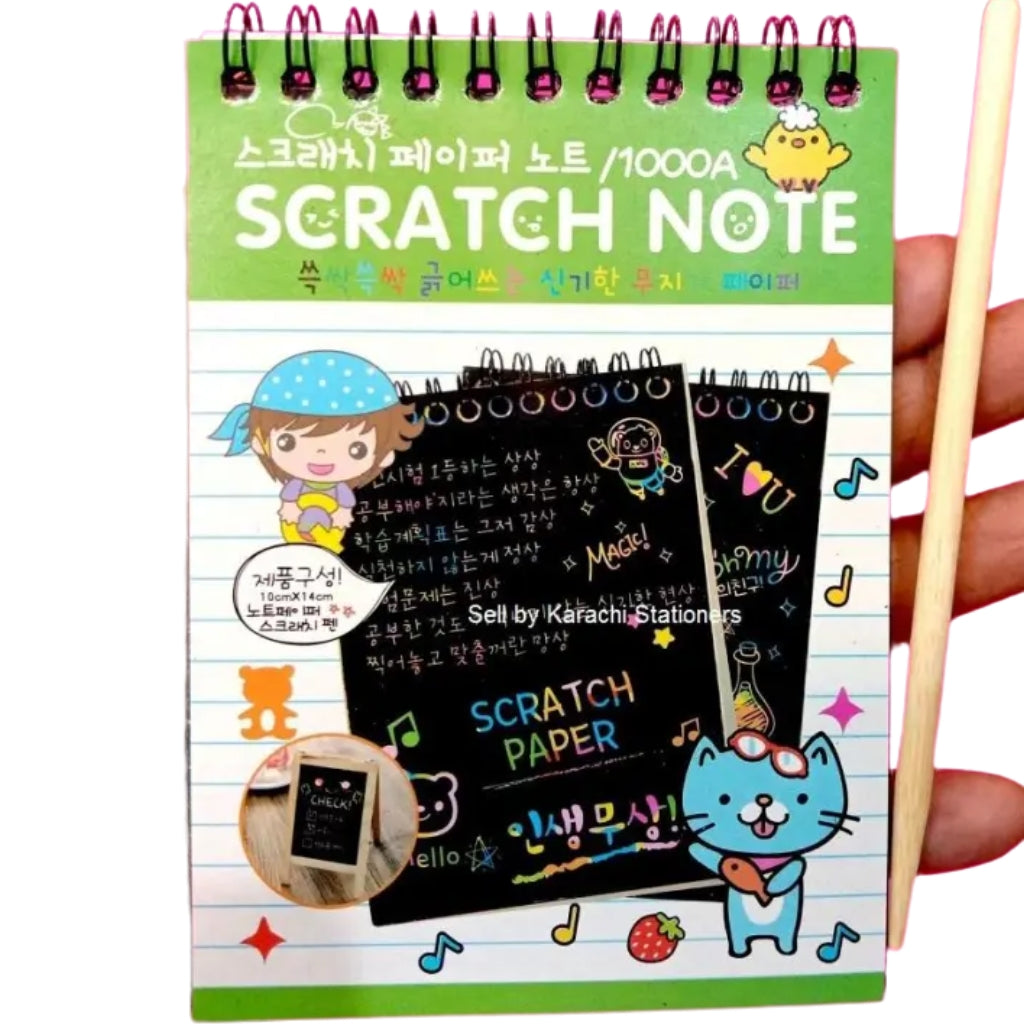 Rainbow Scratch Note Pad, 10x14cm Drawing Book, Non-Toxic Art Activity for Kids