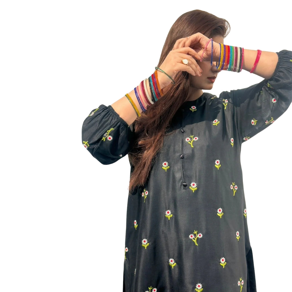 Suit, Trendy Petal Embroidery 2 Piece, Stylish & Elegant, for Women