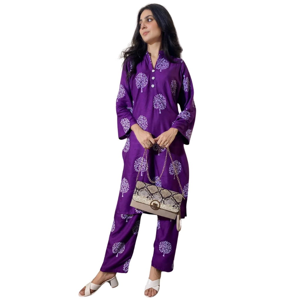 Tree Design Suit, Stitched Arabic Lawn, Printed Shirt and Trouser, for Women