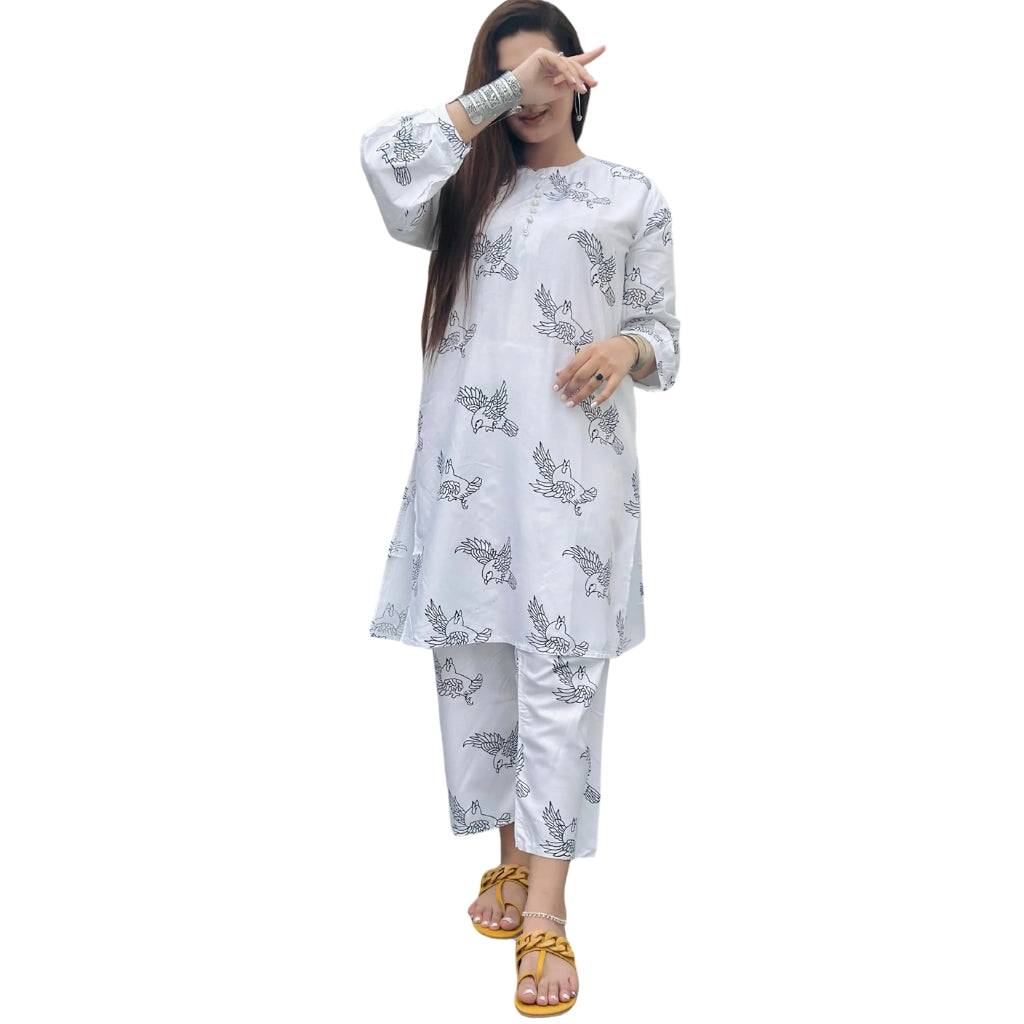 Suit, Stitched Arabic Lawn, Printed Shirt & Trouser, for Women