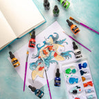 Mont Marte Premium Acrylic Ink, 12 Colors, 20ml Bottles, Vibrant & Waterproof