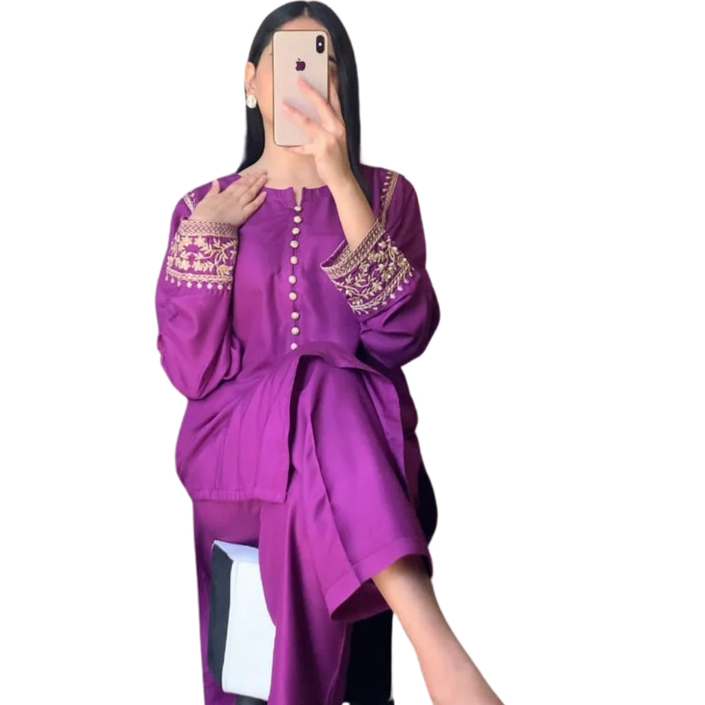 Embroidery Suit, Soft & Breathable Fabric, Perfect for All-Day Wear