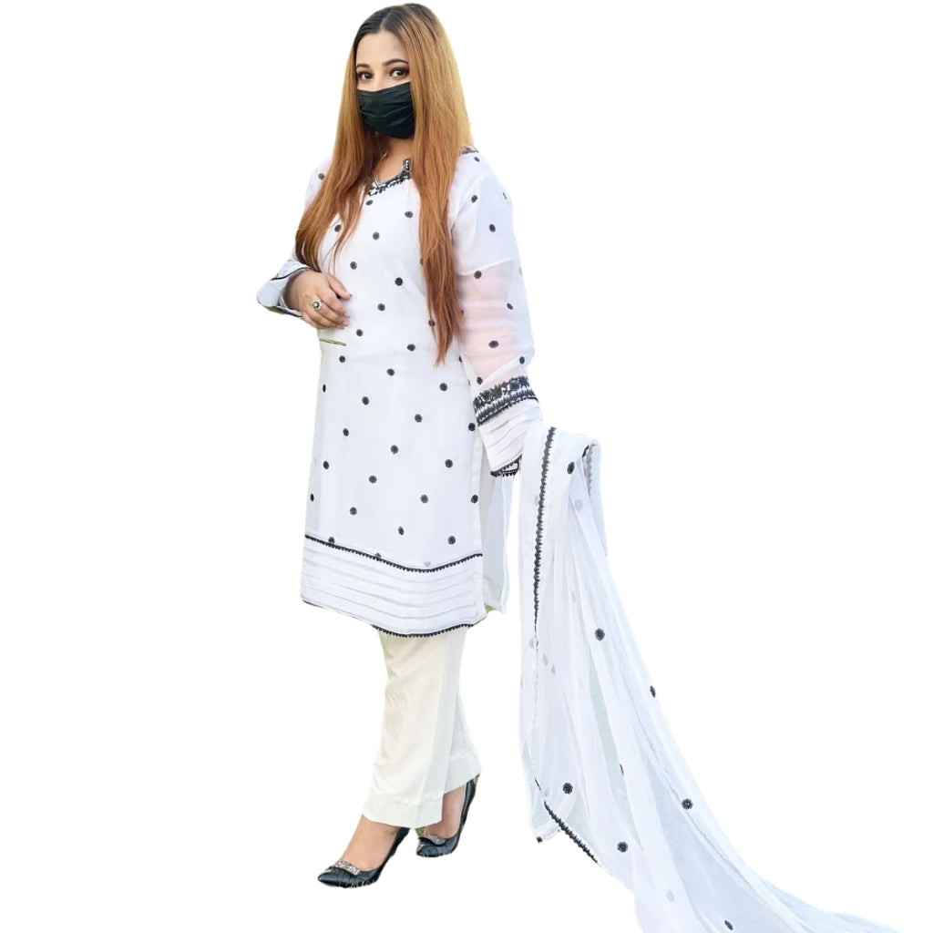 Embroidered Shafoon 3Pc Dress, Elegant Design & Wedding Wear, for Women