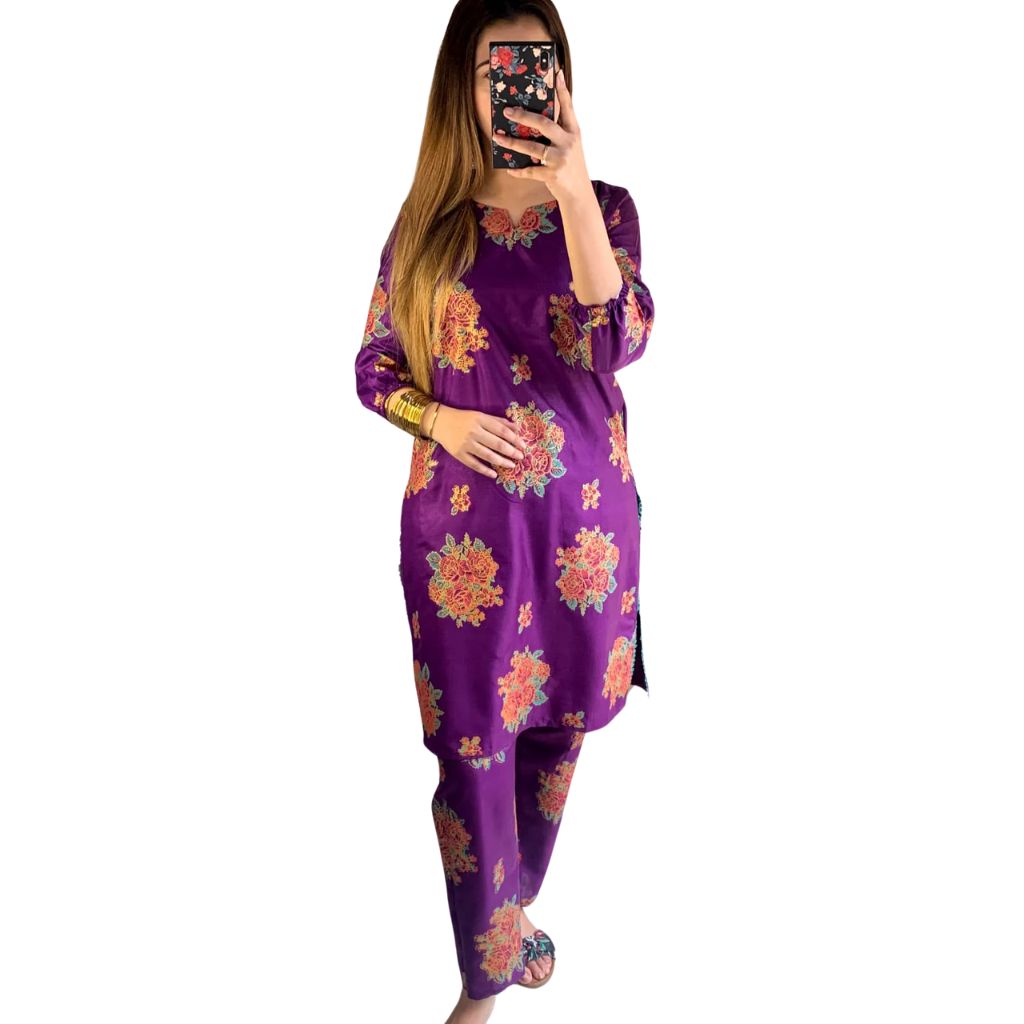 Arabic Lawn Suit, Gulab Print, Lace & Elastic Details, for Women