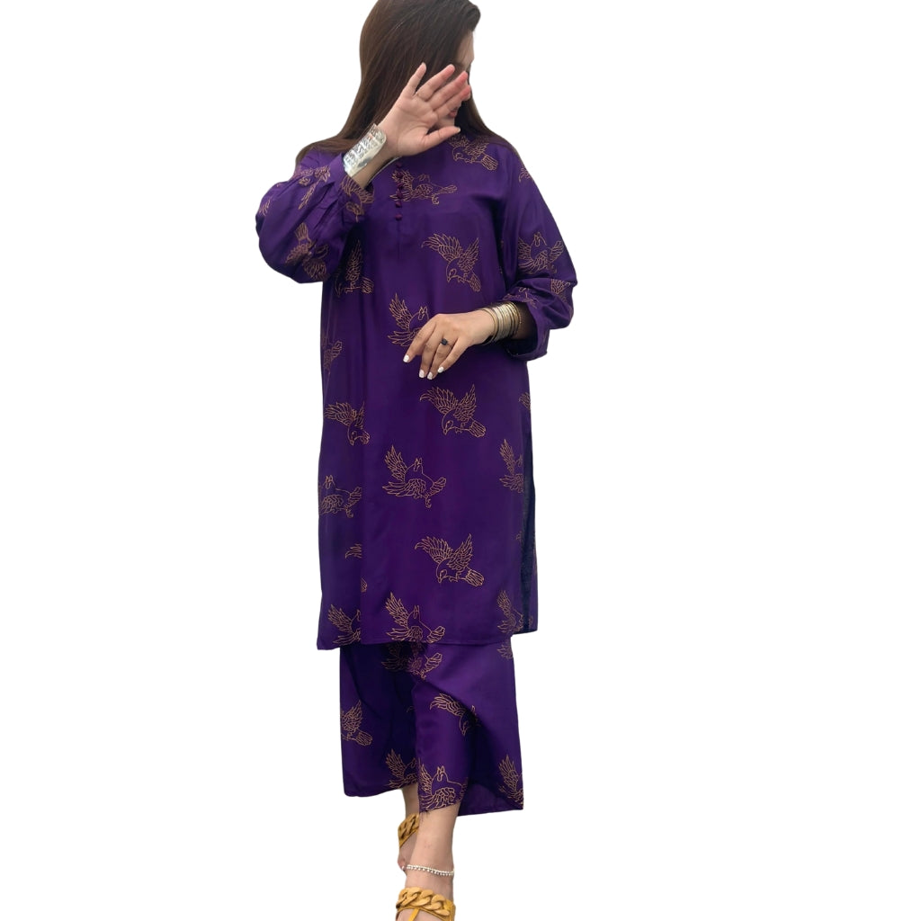 Suit, Stitched Arabic Lawn, Printed Shirt & Trouser, for Women